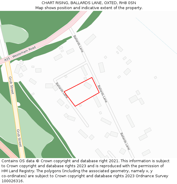 CHART RISING, BALLARDS LANE, OXTED, RH8 0SN: Location map and indicative extent of plot