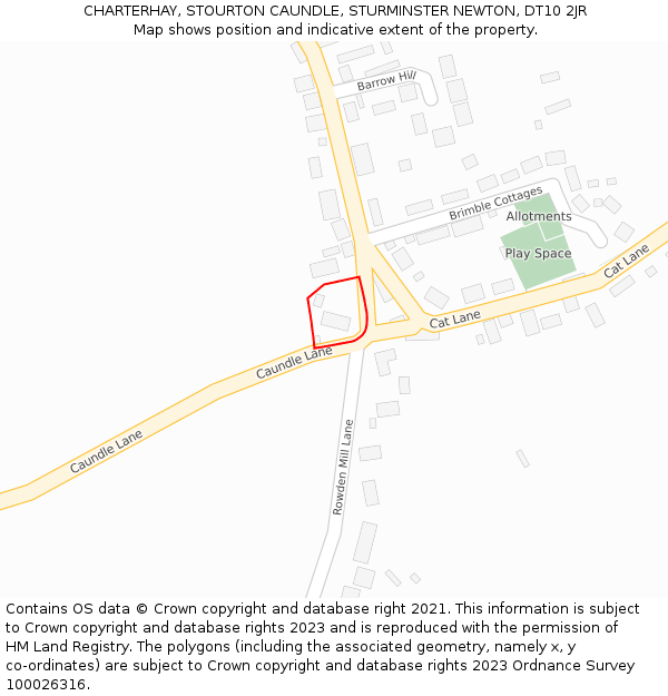 CHARTERHAY, STOURTON CAUNDLE, STURMINSTER NEWTON, DT10 2JR: Location map and indicative extent of plot