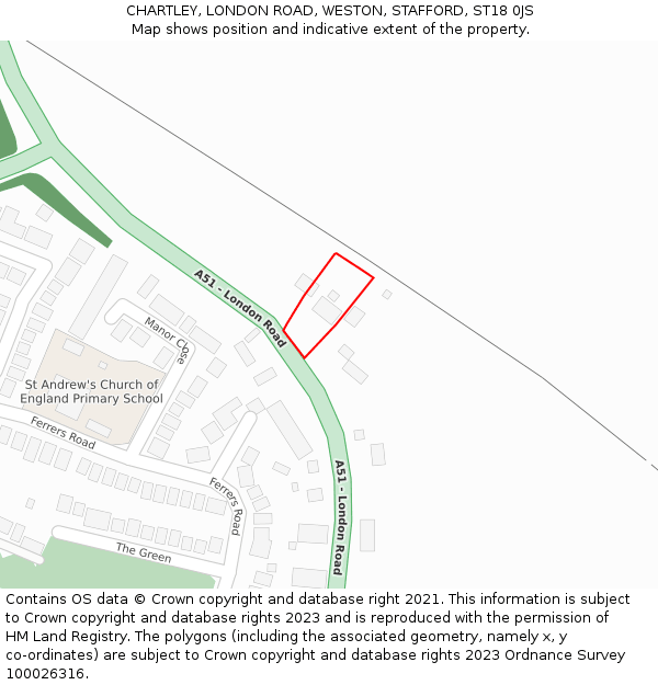 CHARTLEY, LONDON ROAD, WESTON, STAFFORD, ST18 0JS: Location map and indicative extent of plot