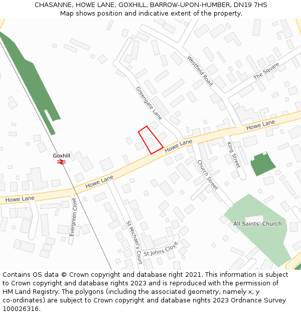 CHASANNE, HOWE LANE, GOXHILL, BARROW-UPON-HUMBER, DN19 7HS: Location map and indicative extent of plot