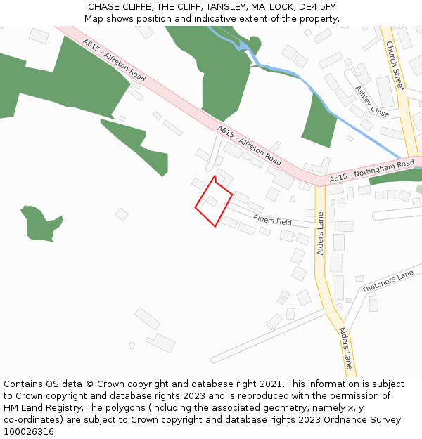 CHASE CLIFFE, THE CLIFF, TANSLEY, MATLOCK, DE4 5FY: Location map and indicative extent of plot