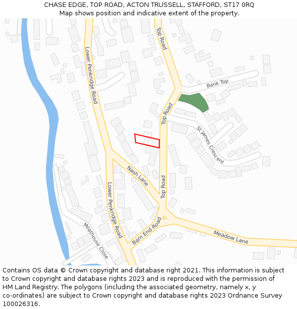 CHASE EDGE, TOP ROAD, ACTON TRUSSELL, STAFFORD, ST17 0RQ: Location map and indicative extent of plot