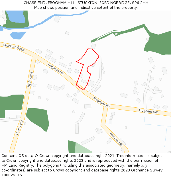 CHASE END, FROGHAM HILL, STUCKTON, FORDINGBRIDGE, SP6 2HH: Location map and indicative extent of plot