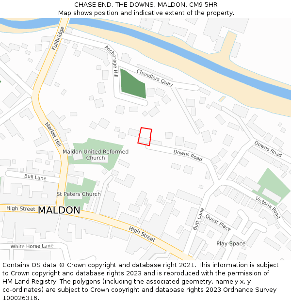 CHASE END, THE DOWNS, MALDON, CM9 5HR: Location map and indicative extent of plot