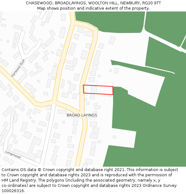 CHASEWOOD, BROADLAYINGS, WOOLTON HILL, NEWBURY, RG20 9TT: Location map and indicative extent of plot