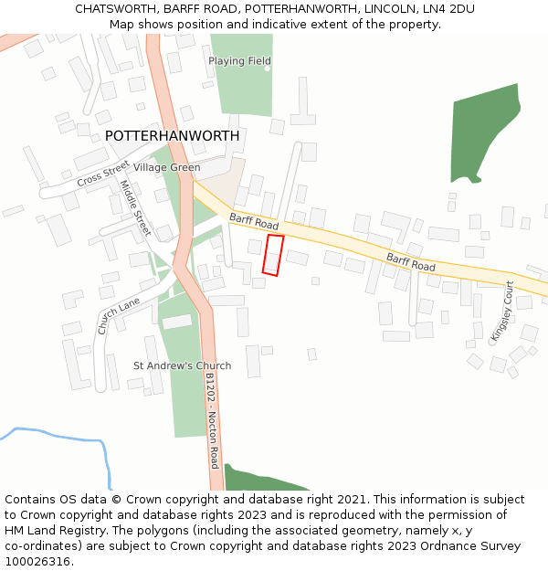 CHATSWORTH, BARFF ROAD, POTTERHANWORTH, LINCOLN, LN4 2DU: Location map and indicative extent of plot
