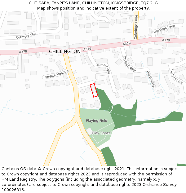 CHE SARA, TANPITS LANE, CHILLINGTON, KINGSBRIDGE, TQ7 2LG: Location map and indicative extent of plot