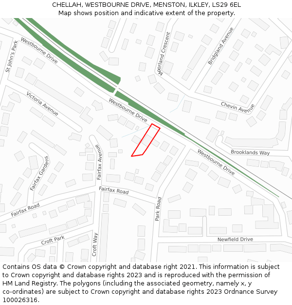 CHELLAH, WESTBOURNE DRIVE, MENSTON, ILKLEY, LS29 6EL: Location map and indicative extent of plot