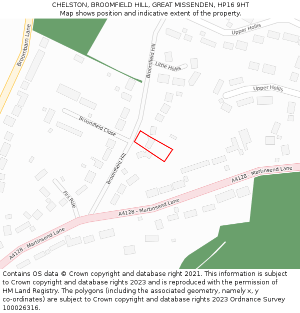 CHELSTON, BROOMFIELD HILL, GREAT MISSENDEN, HP16 9HT: Location map and indicative extent of plot