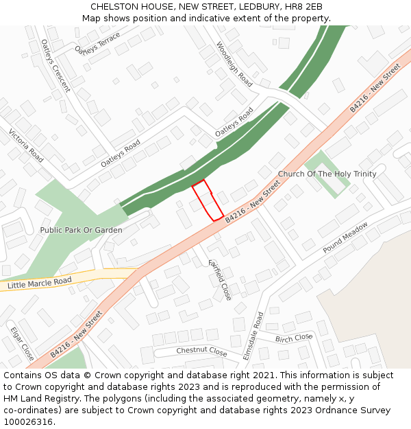 CHELSTON HOUSE, NEW STREET, LEDBURY, HR8 2EB: Location map and indicative extent of plot