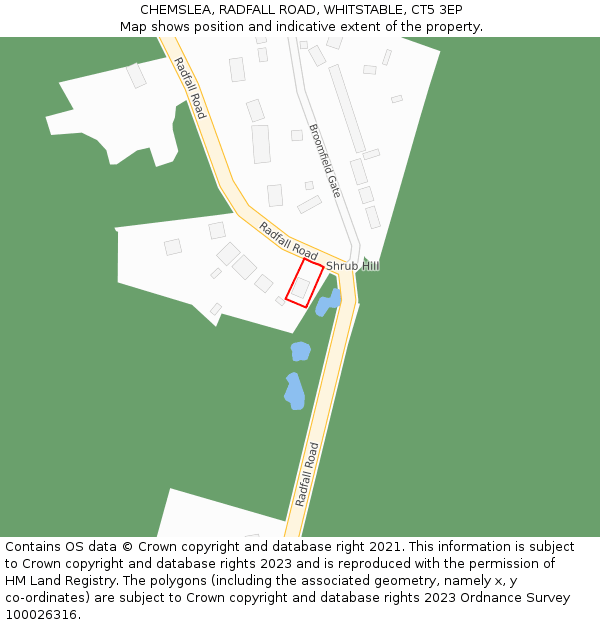 CHEMSLEA, RADFALL ROAD, WHITSTABLE, CT5 3EP: Location map and indicative extent of plot