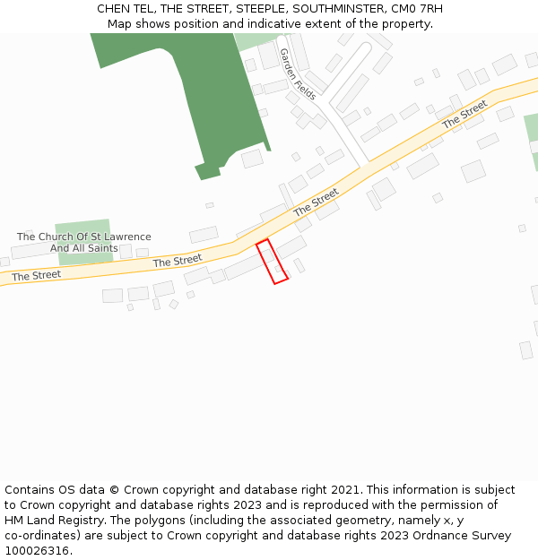 CHEN TEL, THE STREET, STEEPLE, SOUTHMINSTER, CM0 7RH: Location map and indicative extent of plot