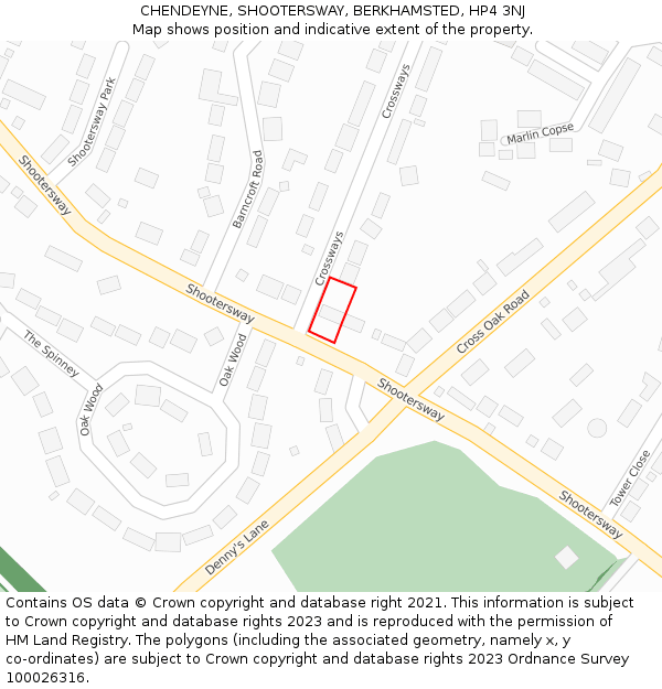 CHENDEYNE, SHOOTERSWAY, BERKHAMSTED, HP4 3NJ: Location map and indicative extent of plot