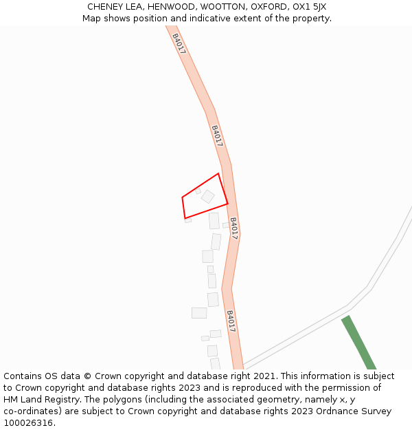 CHENEY LEA, HENWOOD, WOOTTON, OXFORD, OX1 5JX: Location map and indicative extent of plot