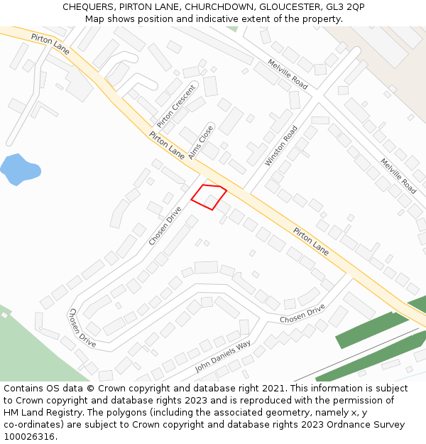 CHEQUERS, PIRTON LANE, CHURCHDOWN, GLOUCESTER, GL3 2QP: Location map and indicative extent of plot