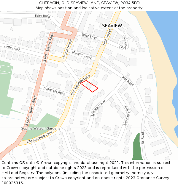 CHERAGIN, OLD SEAVIEW LANE, SEAVIEW, PO34 5BD: Location map and indicative extent of plot