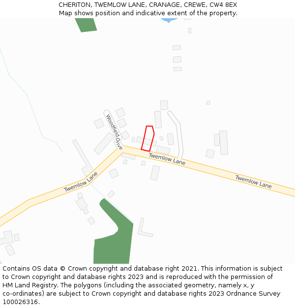 CHERITON, TWEMLOW LANE, CRANAGE, CREWE, CW4 8EX: Location map and indicative extent of plot