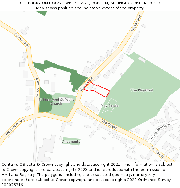 CHERRINGTON HOUSE, WISES LANE, BORDEN, SITTINGBOURNE, ME9 8LR: Location map and indicative extent of plot