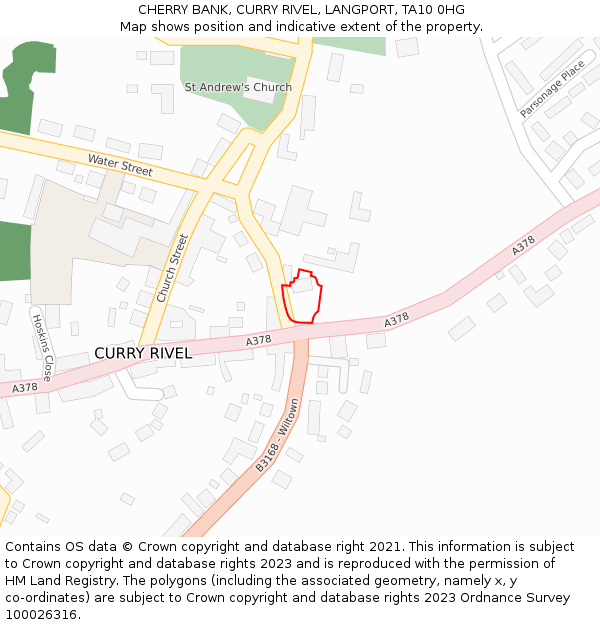 CHERRY BANK, CURRY RIVEL, LANGPORT, TA10 0HG: Location map and indicative extent of plot