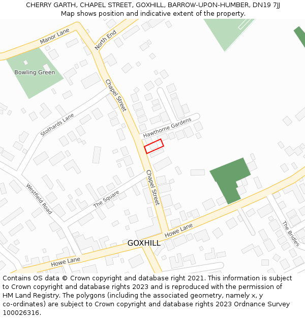 CHERRY GARTH, CHAPEL STREET, GOXHILL, BARROW-UPON-HUMBER, DN19 7JJ: Location map and indicative extent of plot