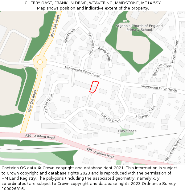 CHERRY OAST, FRANKLIN DRIVE, WEAVERING, MAIDSTONE, ME14 5SY: Location map and indicative extent of plot