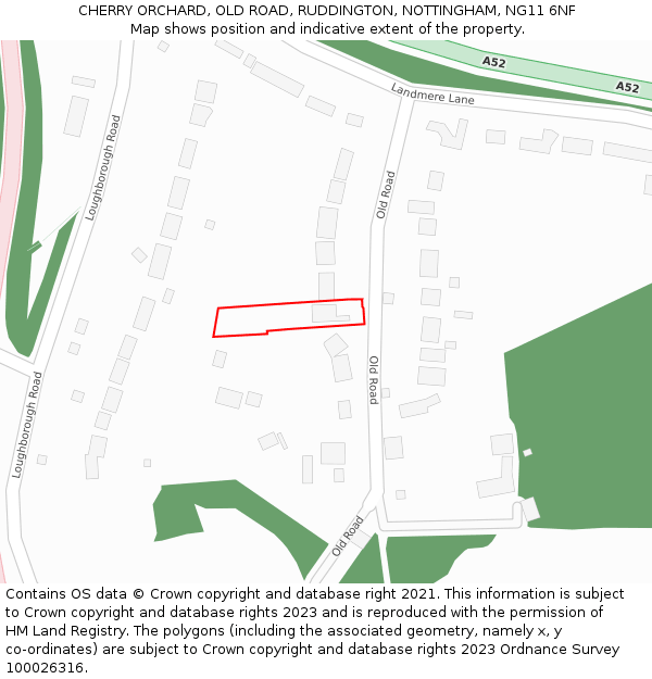 CHERRY ORCHARD, OLD ROAD, RUDDINGTON, NOTTINGHAM, NG11 6NF: Location map and indicative extent of plot