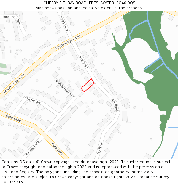 CHERRY PIE, BAY ROAD, FRESHWATER, PO40 9QS: Location map and indicative extent of plot