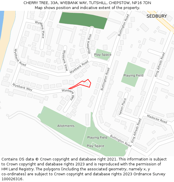 CHERRY TREE, 33A, WYEBANK WAY, TUTSHILL, CHEPSTOW, NP16 7DN: Location map and indicative extent of plot