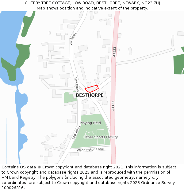 CHERRY TREE COTTAGE, LOW ROAD, BESTHORPE, NEWARK, NG23 7HJ: Location map and indicative extent of plot