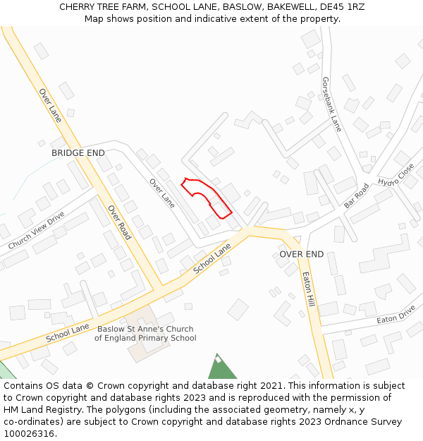 CHERRY TREE FARM, SCHOOL LANE, BASLOW, BAKEWELL, DE45 1RZ: Location map and indicative extent of plot