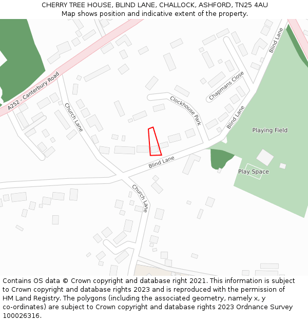 CHERRY TREE HOUSE, BLIND LANE, CHALLOCK, ASHFORD, TN25 4AU: Location map and indicative extent of plot