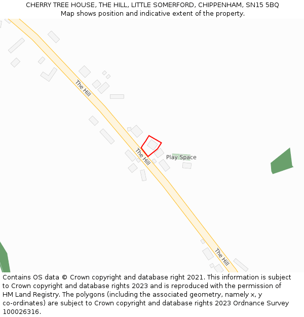 CHERRY TREE HOUSE, THE HILL, LITTLE SOMERFORD, CHIPPENHAM, SN15 5BQ: Location map and indicative extent of plot