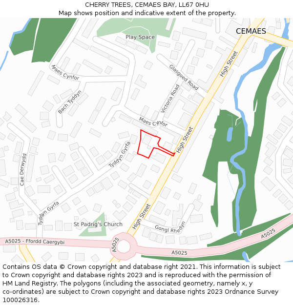 CHERRY TREES, CEMAES BAY, LL67 0HU: Location map and indicative extent of plot