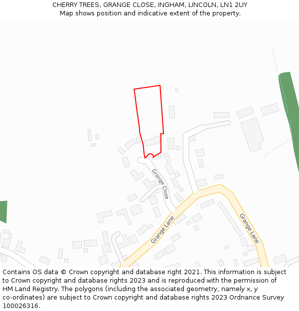 CHERRY TREES, GRANGE CLOSE, INGHAM, LINCOLN, LN1 2UY: Location map and indicative extent of plot