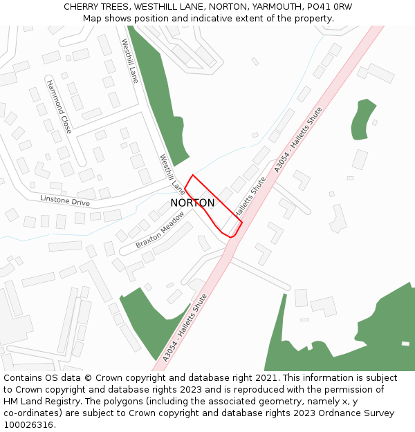 CHERRY TREES, WESTHILL LANE, NORTON, YARMOUTH, PO41 0RW: Location map and indicative extent of plot