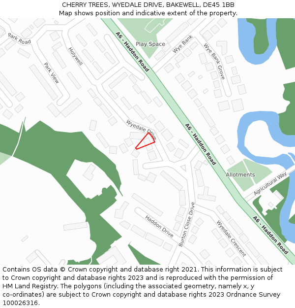 CHERRY TREES, WYEDALE DRIVE, BAKEWELL, DE45 1BB: Location map and indicative extent of plot