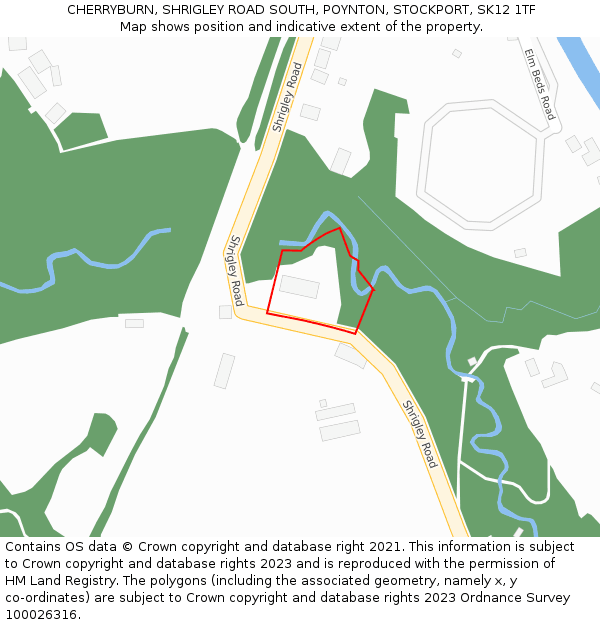 CHERRYBURN, SHRIGLEY ROAD SOUTH, POYNTON, STOCKPORT, SK12 1TF: Location map and indicative extent of plot