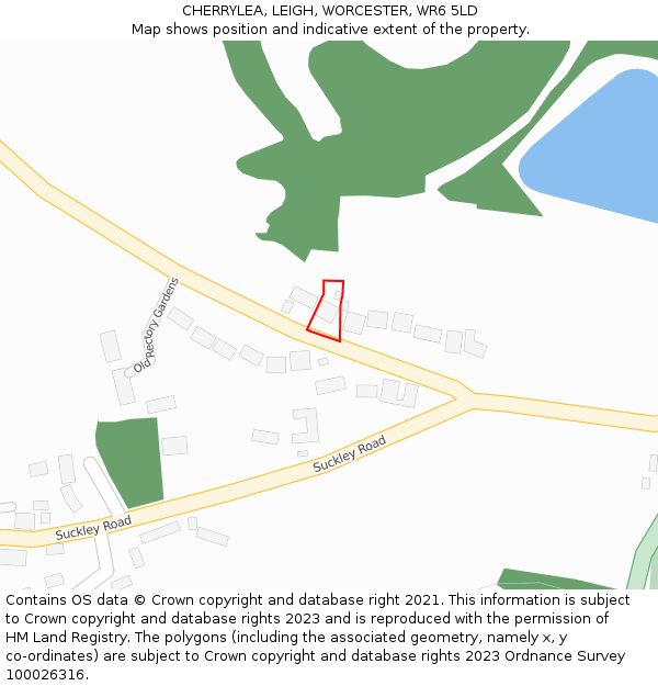 CHERRYLEA, LEIGH, WORCESTER, WR6 5LD: Location map and indicative extent of plot