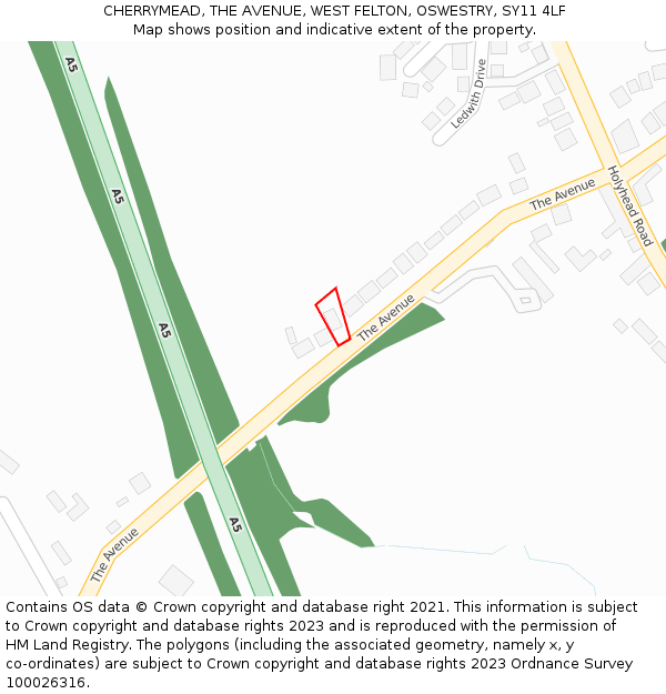 CHERRYMEAD, THE AVENUE, WEST FELTON, OSWESTRY, SY11 4LF: Location map and indicative extent of plot