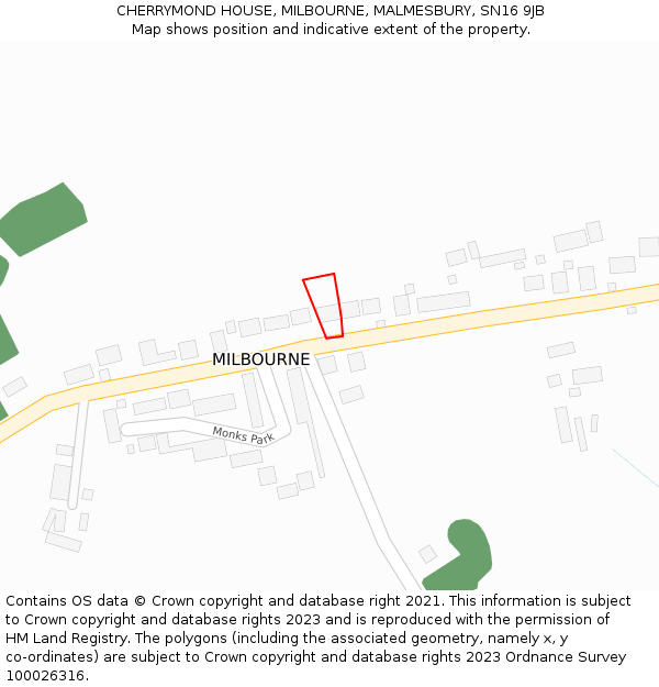 CHERRYMOND HOUSE, MILBOURNE, MALMESBURY, SN16 9JB: Location map and indicative extent of plot