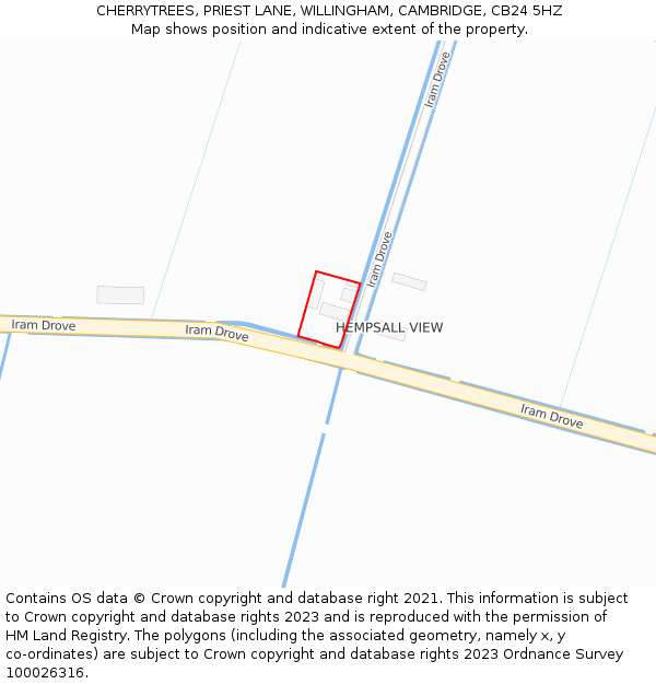 CHERRYTREES, PRIEST LANE, WILLINGHAM, CAMBRIDGE, CB24 5HZ: Location map and indicative extent of plot