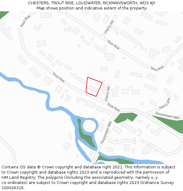 CHESTERS, TROUT RISE, LOUDWATER, RICKMANSWORTH, WD3 4JY: Location map and indicative extent of plot