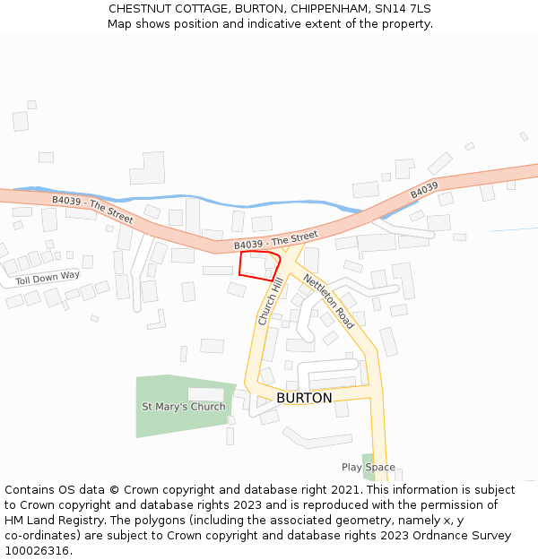 CHESTNUT COTTAGE, BURTON, CHIPPENHAM, SN14 7LS: Location map and indicative extent of plot