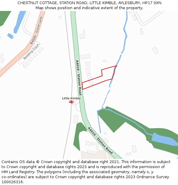 CHESTNUT COTTAGE, STATION ROAD, LITTLE KIMBLE, AYLESBURY, HP17 0XN: Location map and indicative extent of plot