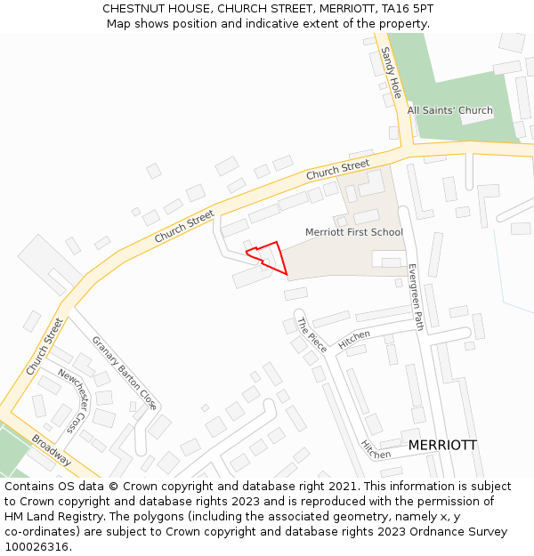 CHESTNUT HOUSE, CHURCH STREET, MERRIOTT, TA16 5PT: Location map and indicative extent of plot