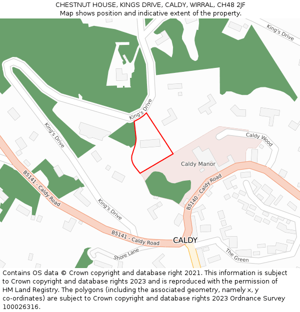 CHESTNUT HOUSE, KINGS DRIVE, CALDY, WIRRAL, CH48 2JF: Location map and indicative extent of plot