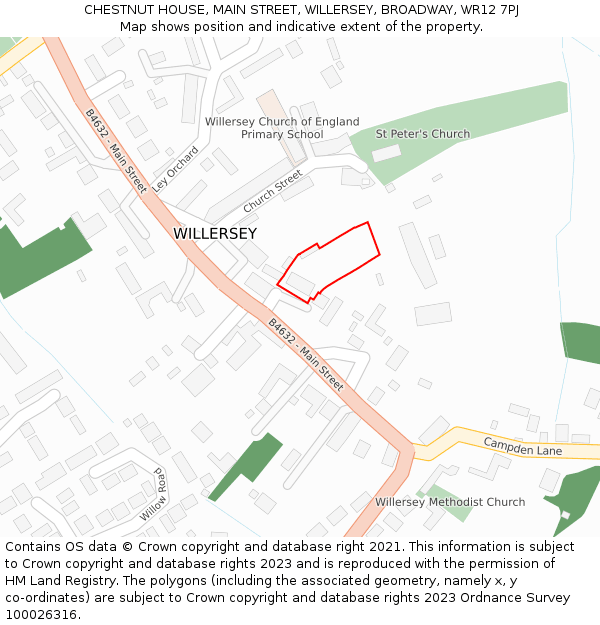 CHESTNUT HOUSE, MAIN STREET, WILLERSEY, BROADWAY, WR12 7PJ: Location map and indicative extent of plot