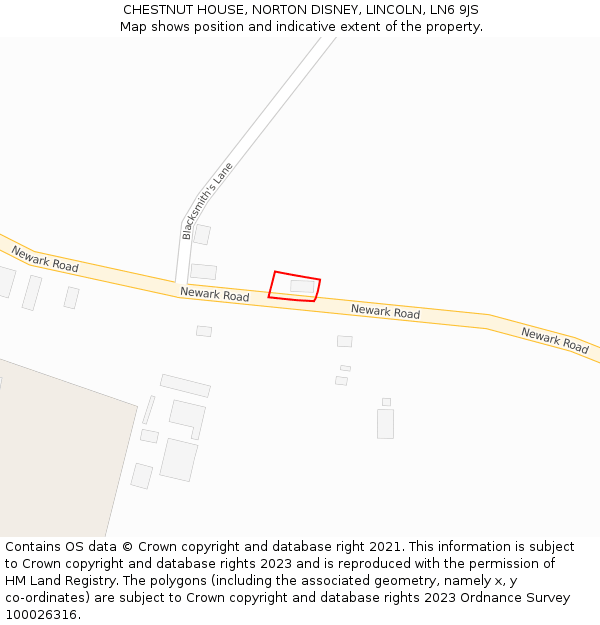 CHESTNUT HOUSE, NORTON DISNEY, LINCOLN, LN6 9JS: Location map and indicative extent of plot