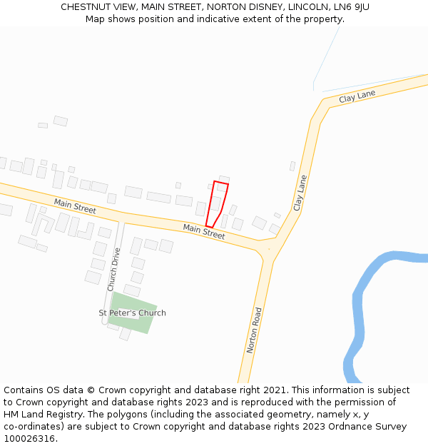 CHESTNUT VIEW, MAIN STREET, NORTON DISNEY, LINCOLN, LN6 9JU: Location map and indicative extent of plot