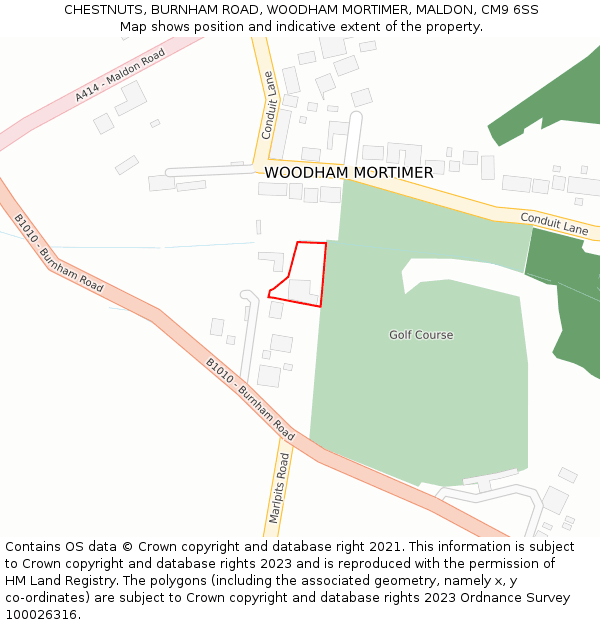 CHESTNUTS, BURNHAM ROAD, WOODHAM MORTIMER, MALDON, CM9 6SS: Location map and indicative extent of plot